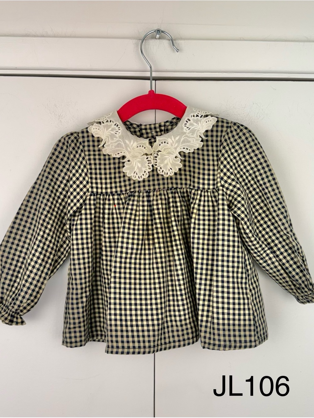 Tartine et Chocolat Gingham Embroidered Collar Blouse 18M